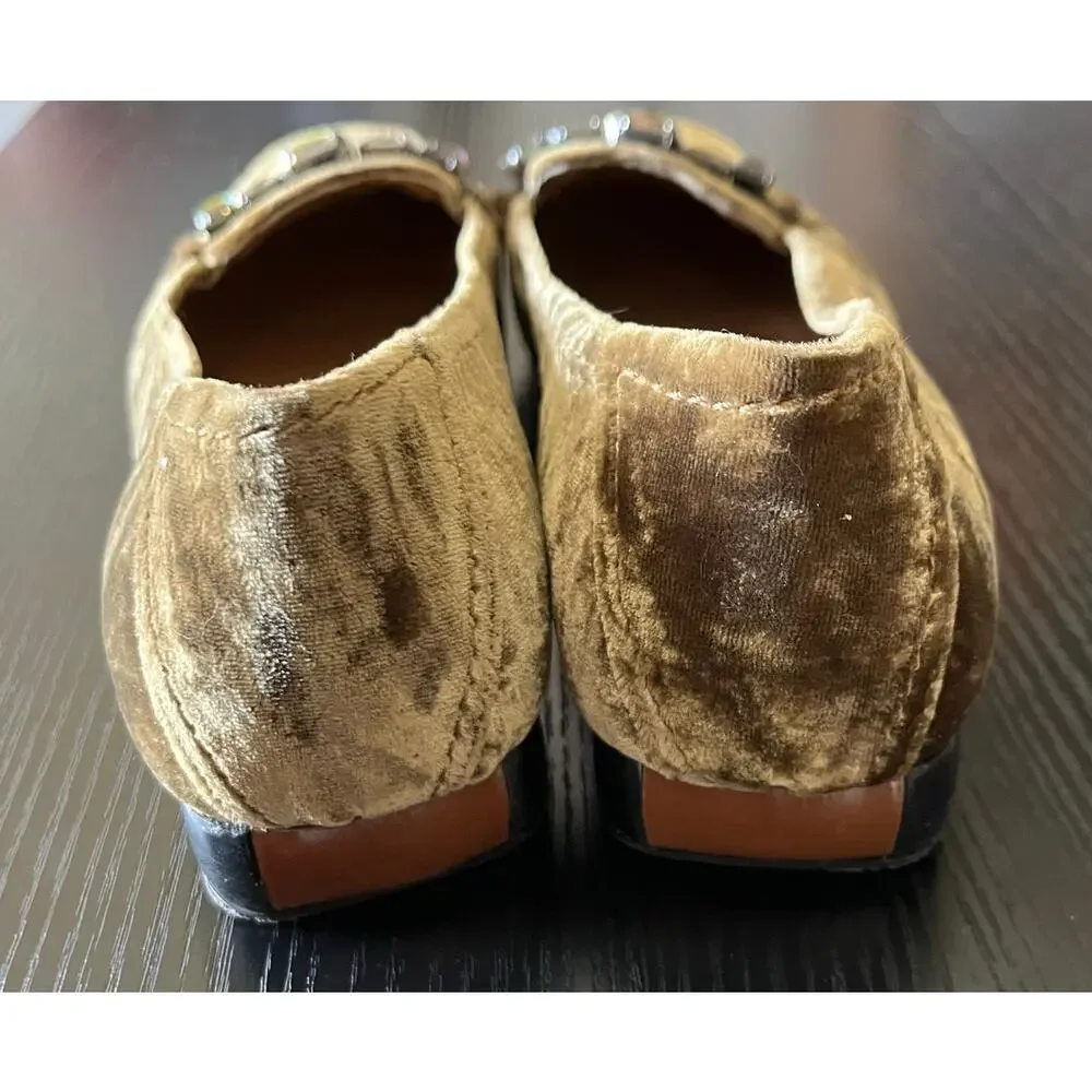 Stunning Claudia Ciuti Velvet Loafers with Faux Alexandrite Jeweled Accents